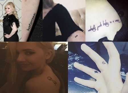 A picture of Abigail Brislen's all five tattoos.